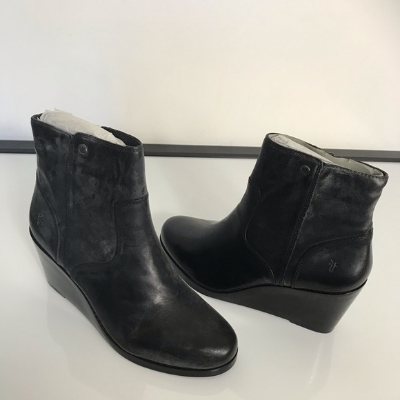 Frye Emma Leather Wedge Short Boots - Picture 4 of 8